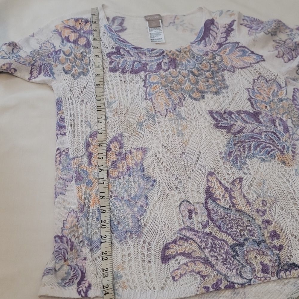 Chico's floral short sleeve sweater size 0(xs) - Picture 7 of 10